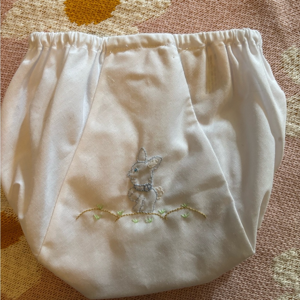 Embroidered Easter Diaper cover with cute blue bunny